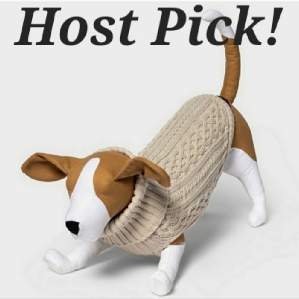 NWT Boots & Barkley Cream Cable Knit Turtleneck Dog Sweater Cozy Cute Winter New